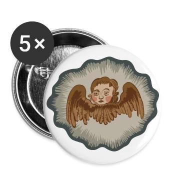 Hedesundaängel - Buttons groß 56 mm (5er Pack) - Weiß - Vorne