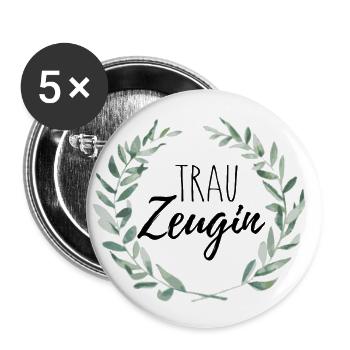 Trauzeugin - Buttons groß 56 mm (5er Pack) - Weiß - Vorne