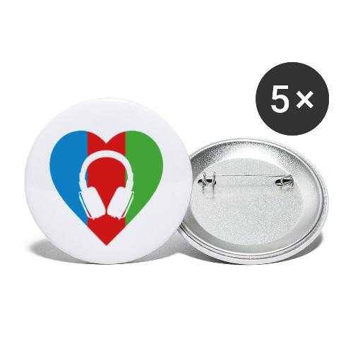 Silent Disco Love RGB | Headphone White - Buttons groß 56 mm (5er Pack)