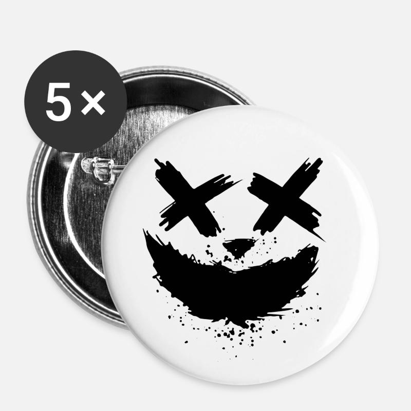 Scary face - Buttons large 2.2''/56 mm (5-pack) - white