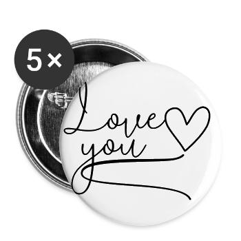 I love you Love You lettering - Buttons large 2.2''/56 mm (5-pack) - white - Front