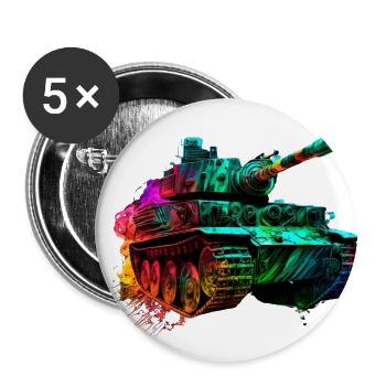 Char de combat principal cool: puissance et force en néon - Lot de 5 grands badges (56 mm) - blanc - Devant