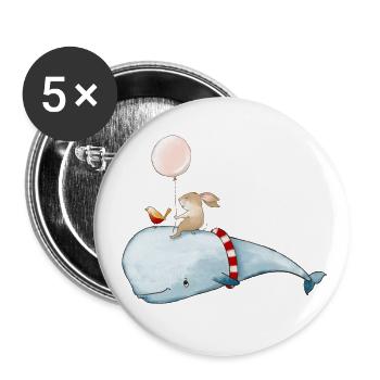 Abenteuer auf dem Wal - Buttons groß 56 mm (5er Pack) - Weiß - Vorne