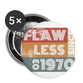 55ème Anniversaire Sans défaut depuis 03/1970 - Lot de 5 grands badges (56 mm) - blanc - Devant