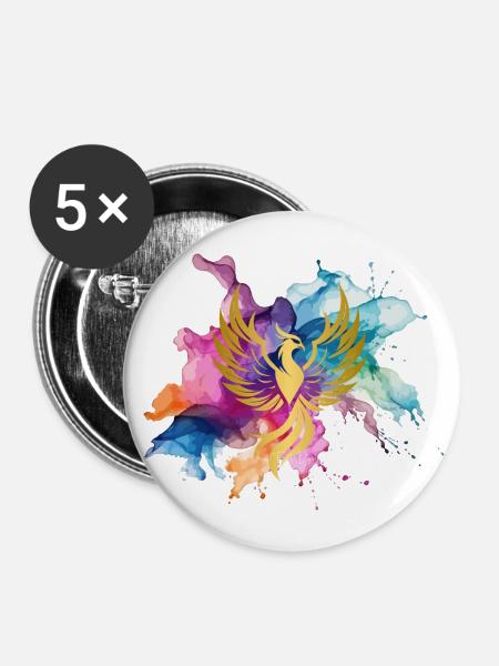 Phönix - Buttons groß 56 mm (5er Pack) - Weiß