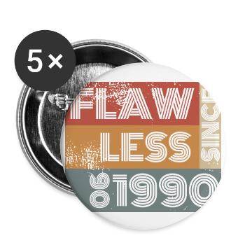35. Geburtstag Flawless since 06/1990 - Buttons groß 56 mm (5er Pack) - Weiß - Vorne
