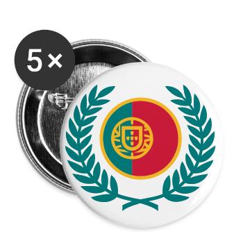 Portugal (flag & laurel wreath) - Buttons large 2.2''/56 mm (5-pack) - white - Front
