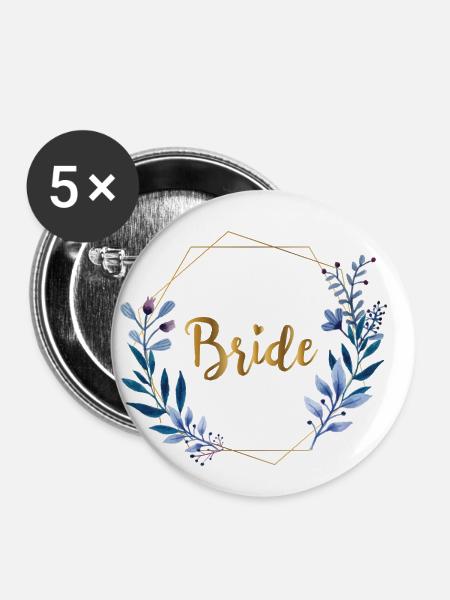 Bride Shirt - Buttons groß 56 mm (5er Pack) - Weiß