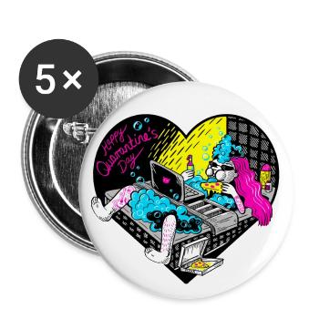 Valentine's Day - Happy Quarantine's Day - Buttons large 2.2''/56 mm (5-pack) - white - Front