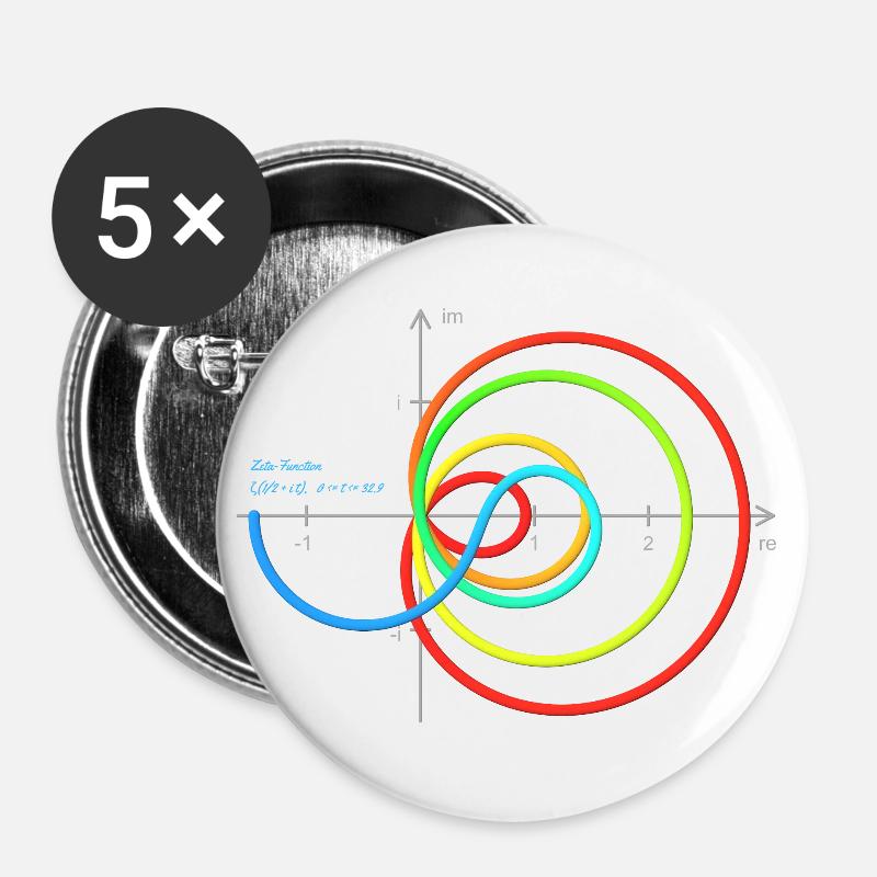 Zeta - Re=1/2 - with coordinates - lines - Buttons large 2.2''/56 mm (5-pack) - white