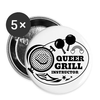 Queer Grill Instructor BBQ Geschenkidee - Buttons groß 56 mm (5er Pack) - Weiß - Vorne