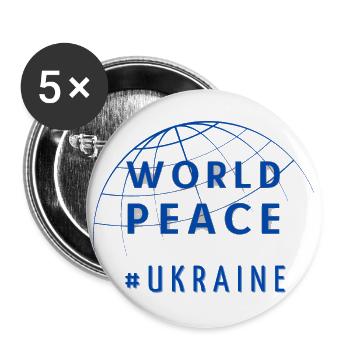 Symbole de la paix mondiale Paix mondiale Ukraine Russie - Lot de 5 grands badges (56 mm) - blanc - Devant