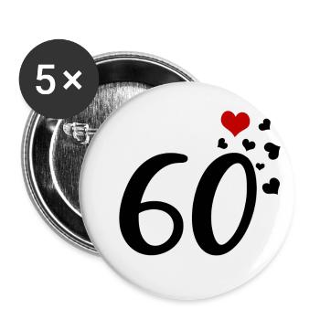 60th birthday anniversary hearts 60 - Buttons large 2.2''/56 mm (5-pack) - white - Front