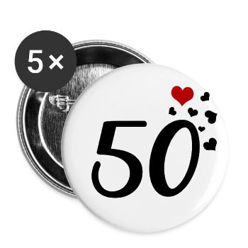 50th birthday anniversary hearts 50 - Buttons large 2.2''/56 mm (5-pack) - white - Front
