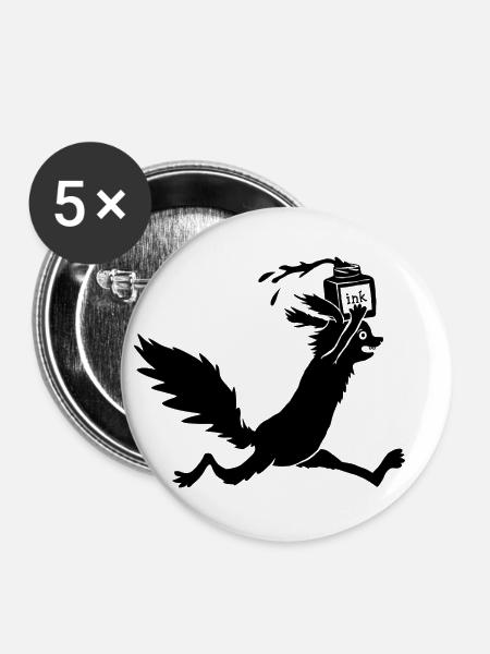 Eichhörnchen Tusche - Buttons groß 56 mm (5er Pack) - Weiß