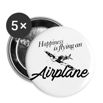 HapinessIsFlying_bk - Lot de 5 grands badges (56 mm) - blanc - Devant