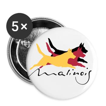 Malinois_german_color - Buttons groß 56 mm (5er Pack) - Weiß - Vorne
