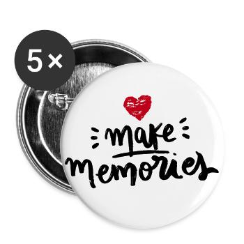 Make Memories Quote Life Heart Love - Buttons large 2.2''/56 mm (5-pack) - white - Front