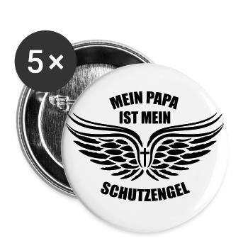 10 Mein Papa ist mein Schutzengel - Buttons groß 56 mm (5er Pack) - Weiß - Vorne