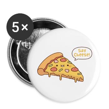 Cute Pizza Say Cheese Doodle Pun - Buttons large 2.2''/56 mm (5-pack) - white - Front