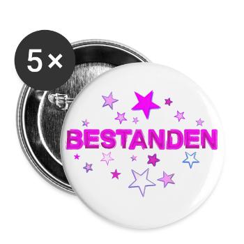 Bestanden Abschluss Prüfung Abi bestanden rosa - Buttons groß 56 mm (5er Pack) - Weiß - Vorne