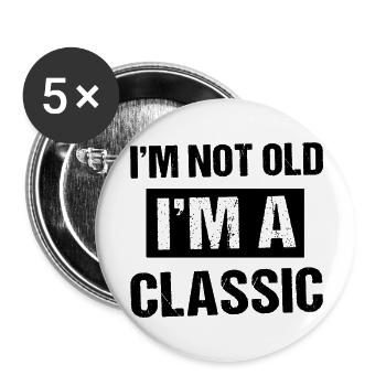 Je ne suis pas vieux je suis un classique - Lot de 5 grands badges (56 mm) - blanc - Devant