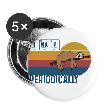 I Nap Periodically Vintage Funny Science Faultier - Buttons groß 56 mm (5er Pack) - Weiß - Vorne