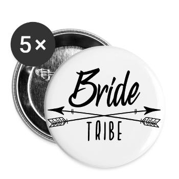 Bride Tribe - Junggesellenabschied Frauen Poltern - Buttons groß 56 mm (5er Pack) - Weiß - Vorne