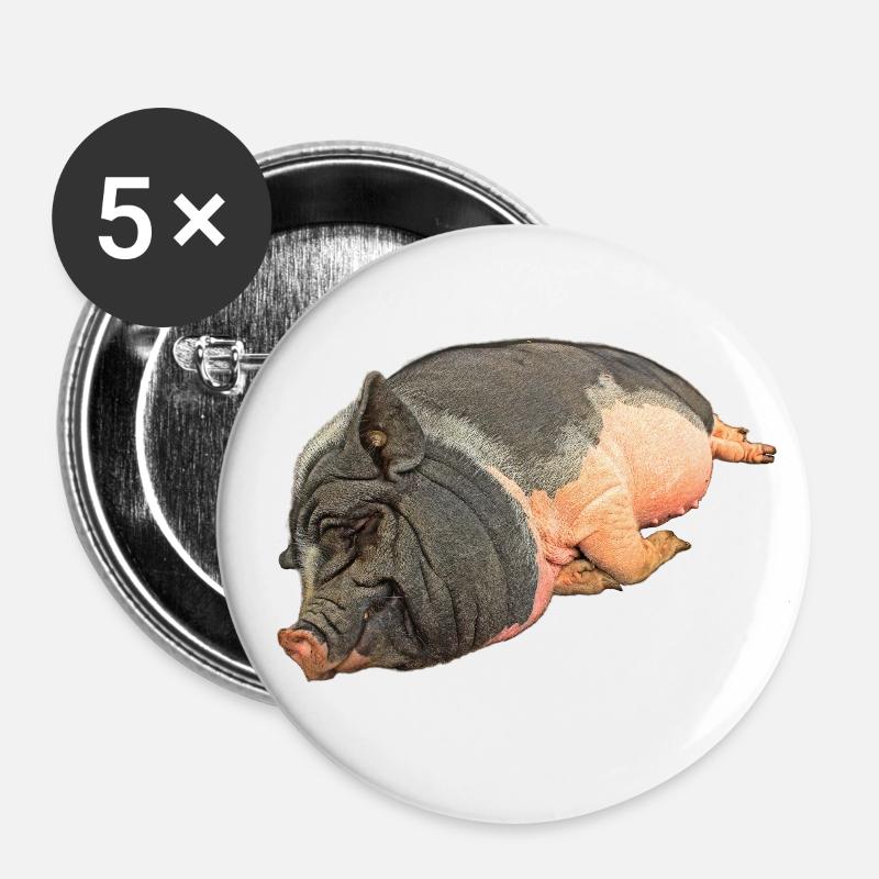 Sleeping potbelly pig, free - Buttons large 2.2''/56 mm (5-pack) - white