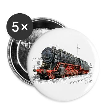 Dampflok 43 001 - Buttons groß 56 mm (5er Pack) - Weiß - Vorne