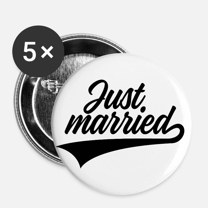 JUST MARRIED - Buttons large 2.2''/56 mm (5-pack) - white