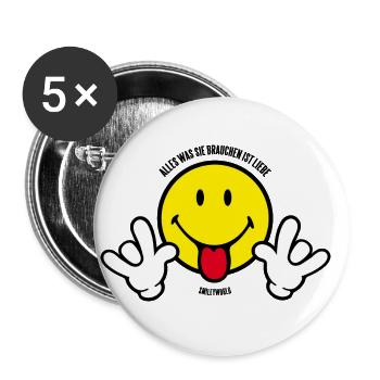 SmileyWorld - Alles was Sie brauchen ist Liebe - Buttons groß 56 mm (5er Pack) - Weiß - Vorne