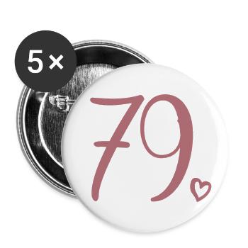Süße Nummer 79, 79 Jahre alt, Geschenk zum 79. Geburtstag - Buttons groß 56 mm (5er Pack) - Weiß - Vorne
