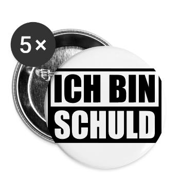 Ich bin Schuld | Farbe änderbar - Buttons groß 56 mm (5er Pack) - Weiß - Vorne