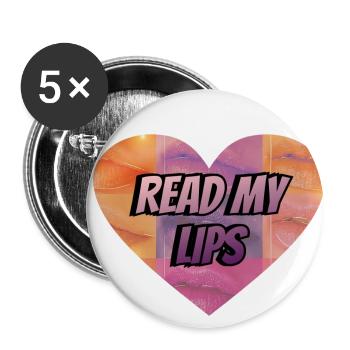 read my lips spruch - Buttons groß 56 mm (5er Pack) - Weiß - Vorne