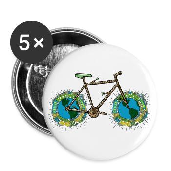 Planète Terre vélo, jeu de mots cyclisme, roue de vélo Art - Lot de 5 grands badges (56 mm) - blanc - Devant