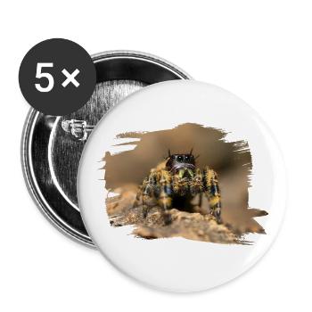 phidippus otiosus jumping spider, spring spinne - Lot de 5 grands badges (56 mm) - blanc - Devant