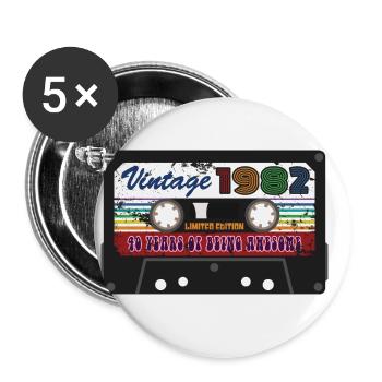 Millésime 1982 - 40 ans - Cadeaux de 40e anniversaire - Lot de 5 grands badges (56 mm) - blanc - Devant