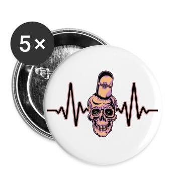 Heartbeat Skater Skateboard Skull Skull - Buttons large 2.2''/56 mm (5-pack) - white - Front