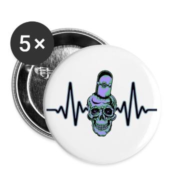 Heartbeat Skater Skateboard Skull Skull - Buttons large 2.2''/56 mm (5-pack) - white - Front