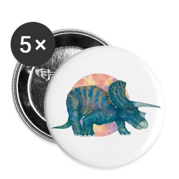 Dinosaure bleu sauvage - Lot de 5 grands badges (56 mm) - blanc - Devant