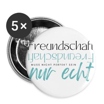 Beste Freunde FREUND Kumpel Kumpels - Buttons groß 56 mm (5er Pack) - Weiß - Vorne