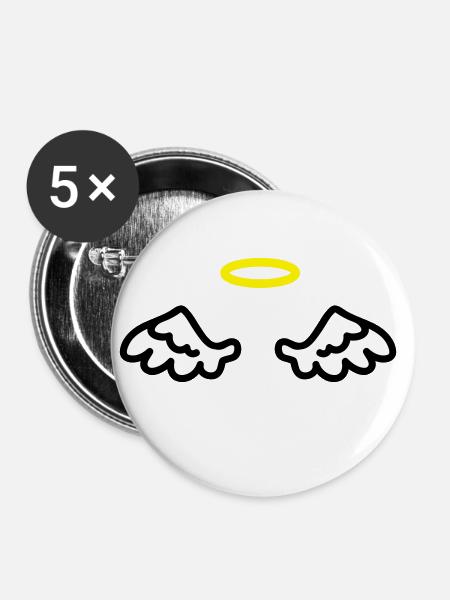 Engelsflügel - Buttons groß 56 mm (5er Pack) - Weiß