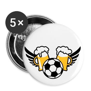 Fussball-Party 2 Mass Bier 01 3c - Buttons groß 56 mm (5er Pack) - Weiß - Vorne