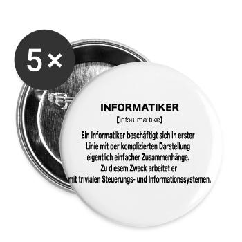 Informatiker Wörterbucheintrag - Buttons groß 56 mm (5er Pack) - Weiß - Vorne