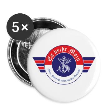 Es heißt Moin Lustiger Spruch Nordsee Ostsee - Buttons groß 56 mm (5er Pack) - Weiß - Vorne