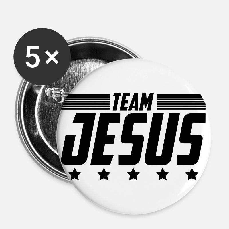 Team Jesus Church Love God | Color changeable - Buttons large 2.2''/56 mm (5-pack) - white
