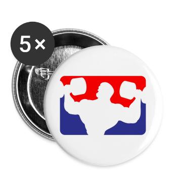 Bodybuilder Gym Muscles Logo | Les couleurs peuvent être changées - Lot de 5 grands badges (56 mm) - blanc - Devant