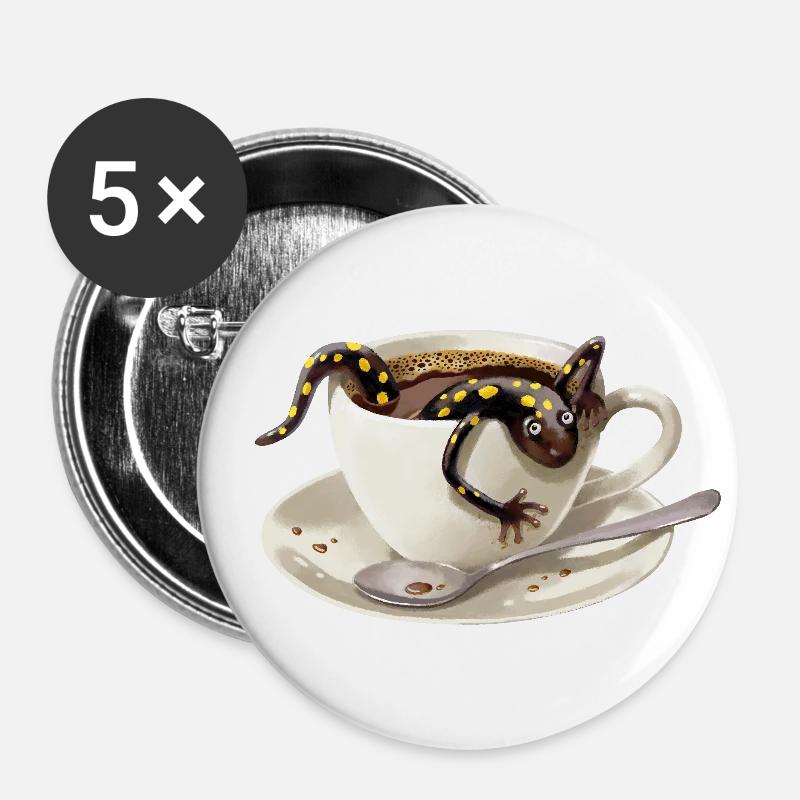 Coffee Salamander 3 - Buttons large 2.2''/56 mm (5-pack) - white
