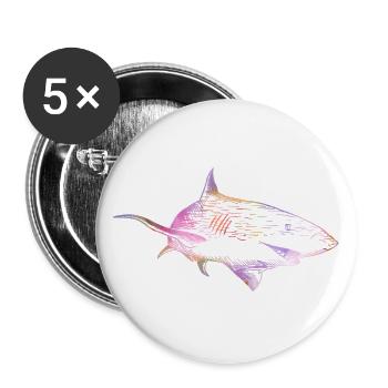 Shark color - Buttons groß 56 mm (5er Pack) - Weiß - Vorne